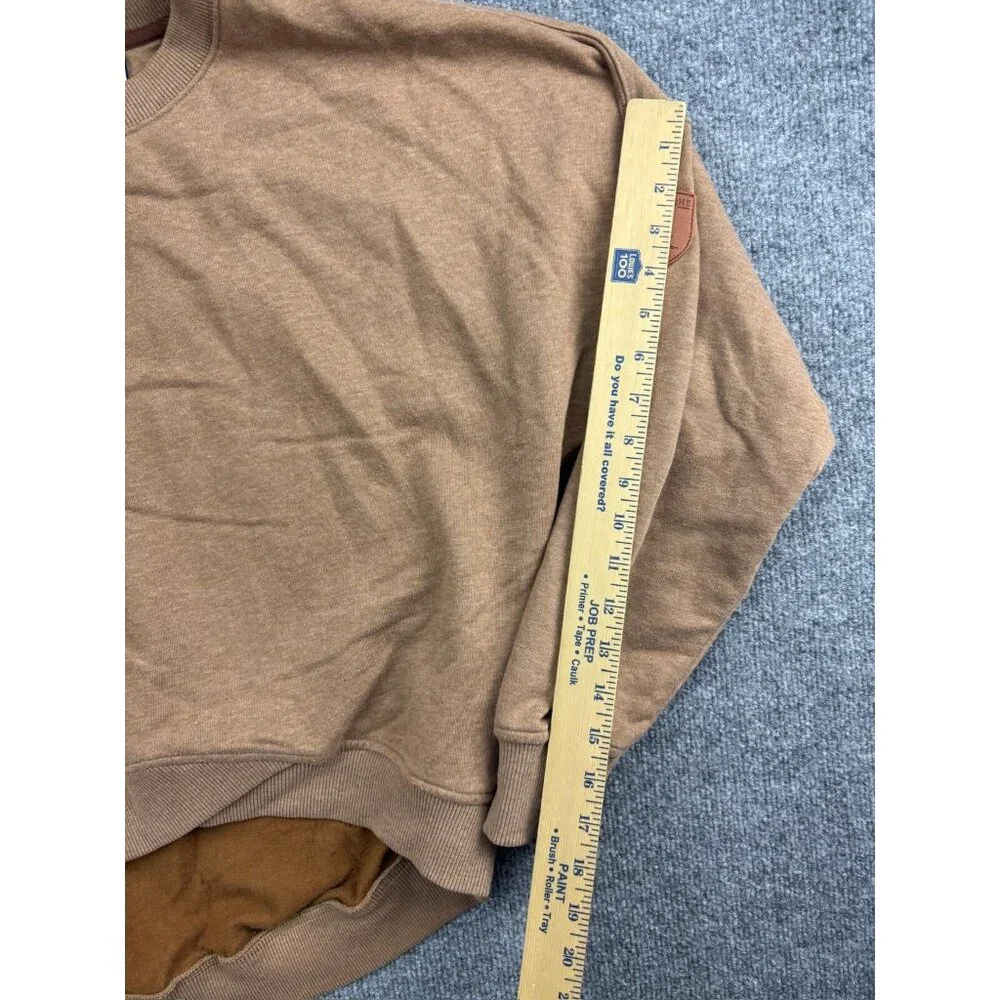 Wanakome Pullover Sweatshirt Women's Large Brown Fleece Cropped Long Sleeve Crew - Picture 4 of 7